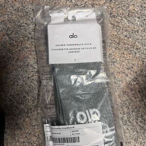 Alo Unisex Throwback Sock - Heather Gray/White M 8-11.5